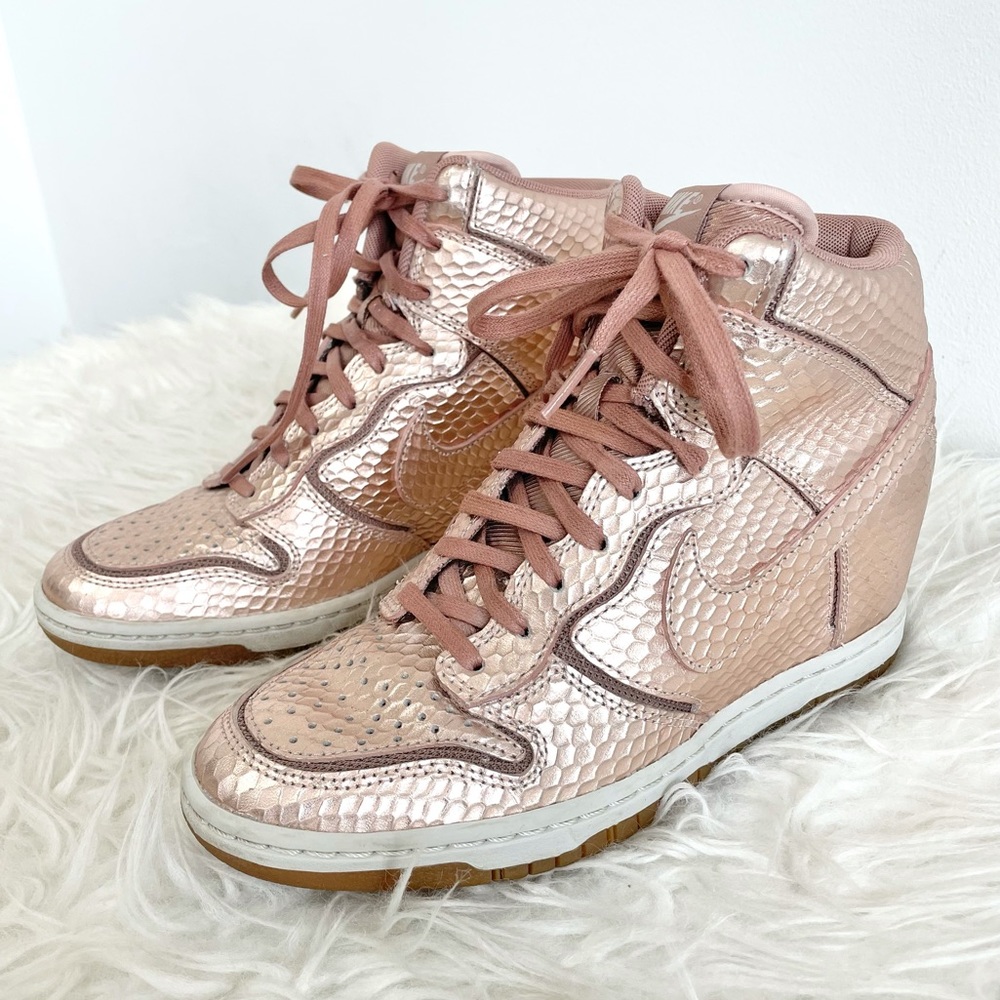 Nike Women's Metallic Rose Gold High-Top Sneakers